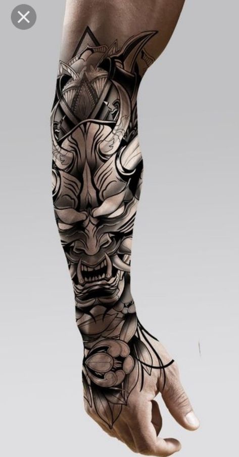 Samurai Leg Tattoo, Mascara Oni, Japanese Legs, Samurai Tattoo Design, Forarm Tattoos, Leg Sleeve Tattoo, Samurai Tattoo, Leg Sleeves, Samurai Swords