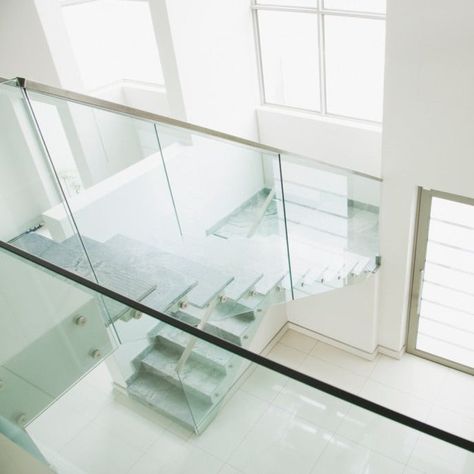 Art Deco Stairs, Stair Balustrade, Glass Railing Stairs, Stair Paneling, Frameless Glass Balustrade, Glass Balcony, Safety Barriers, Bath Shower Screens, Stairs Design Modern