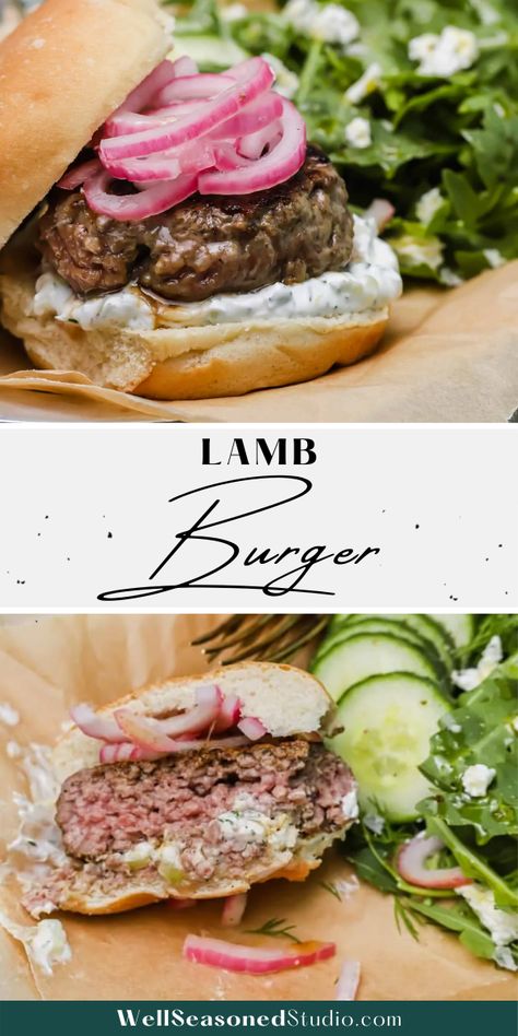 Lamb Sliders Burger Recipes, Ground Lamb Seasoning, Ground Lamb Burger Recipes, Lamb Burgers Patties, Sheep Recipes, Lamb Burger Recipe, Birthday Meals, Lamb Burger Recipes, Ground Lamb Recipes