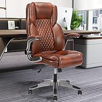 Brown Leather Office, Brown Leather Office Chair, Chairs With Wheels, High Back Office Chair, Computer Desk Chair, Back Office, Work Chair, Leather Office, Executive Office Chairs