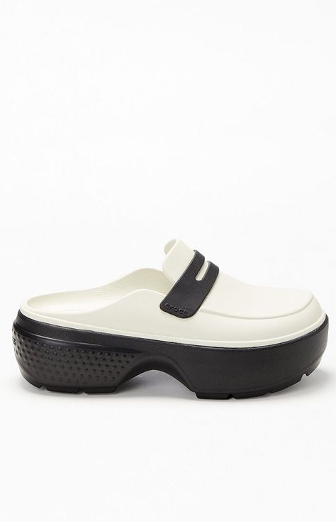 The Stomp Loafer Clogs from Crocs combine comfort with a chic, elevated feel. Featuring a loafer-style silhouette, a chunky EVA outsole, and a convenient slip-on design, these clogs are perfect for both casual and stylish occasions.PLEASE NOTE: This shoe is offered in Men's sizes; please consult the Size Chart above - the conversion is a size and a half smaller for women. For example, a woman who is a size 7.5 should order a size 6 in Men's.Chunky EVA outsoleContoured sidewallLightweightSlip-on designEVA insoleWaterproof consructionRound toe Crocs Womens Stomp Loafer Clogs - Beige size 8 Slip-resistant Round Toe Clogs For Streetwear, Non-slip Slip-on Clogs For Streetwear, Comfortable Slip-resistant Clogs For Streetwear, Casual Beige Non-slip Clogs, Affordable Non-slip Clogs For Women, Loafers Style, Pacsun, Clogs, Casual Shoes