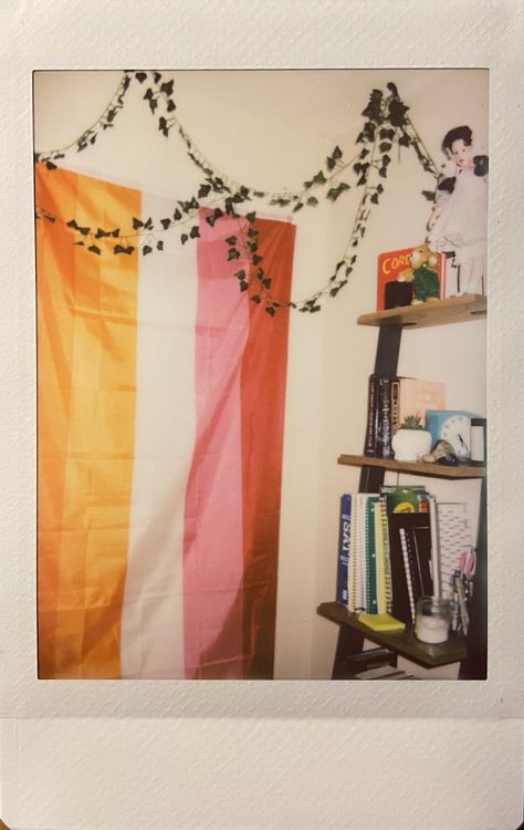 Lesbian Aesthetic Flag, Lesbian Bedroom Ideas, Lesbian Flag Wallpaper, Lesbian Bedroom, Lesbian Flag Moodboard, Lesbian Flag Art, Lesbian Flag Aesthetic Art, Pride Lesbian, Lesbian Flag Aesthetic