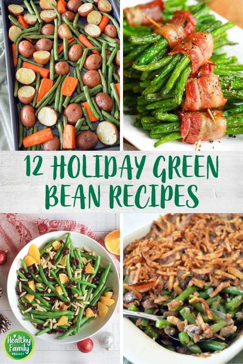 Green bean casserole is a go-to holiday dish, but there are lots of ways to enjoy green beans. Try one of these tasty green bean recipes this holiday season! Christmas Side Dishes Green Beans, Christmas Green Side Dishes, Green Bean Recipes Christmas, Healthy Green Beans Casserole, Green Bean Christmas Recipe, Christmas Dinner Green Beans, Fancy Green Beans Holidays, Christmas Green Beans Recipe, Green Bean Recipes Casserole