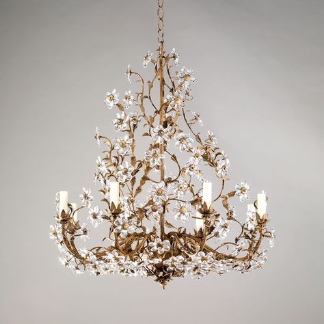 Fleville Chandelier - Vaughan Designs Traditional Crystal Chandelier, Church Chandelier, French Chandelier, Flower Chandelier, French Rococo, Modern Crystal Chandelier, Floral Chandelier, Elegant Chandeliers, Deco Luminaire