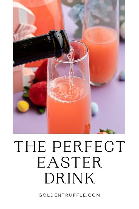 If you are looking for the perfect Easter drink, this Easter mimosa is a must-try! If you make a brunch setup for Easter, this Easter recipe is the perfect brunch idea for your table! When selecting your grown-up refreshment for an Easter celebration, these bright, light Easter mimosas are perfect for an Easter egg hunt or Easter brunch. Simple to make, and easy to drink, these are great drinks for a party. #EasterDrinks Mocktails For Easter, Easter Brunch Mimosa Bar, Hosting Easter Brunch, Easter Champagne Drinks, Easter Mimosa Bar, Easter Mimosa Ideas, Easter Brunch Mimosa, Easter Drinks For Adults, Easter Mimosas