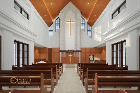 Design Kantor, Chapel Design, Church Design Architecture, Church Pulpit, Church Building Design, Design Stage, Church Interior Design, Emporio Architect, Church Furniture