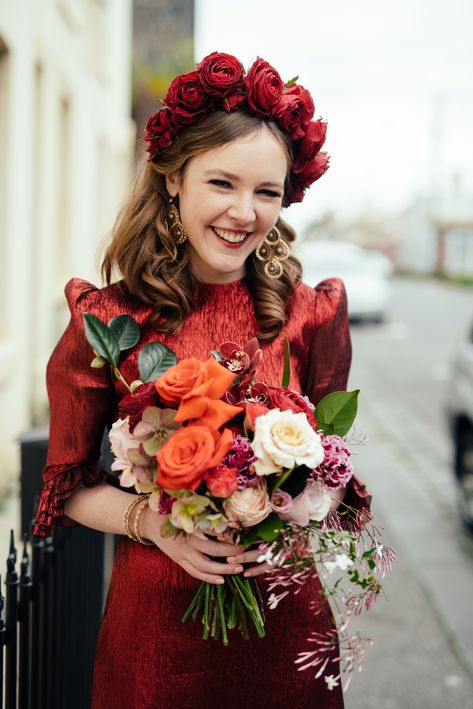 Winter Wedding Headpiece - Ready for more great ideas? - Click to visit for more. Do It TODAY!! Red Wedding Dress, Red Wedding Dresses, Melbourne Wedding, Urban Wedding, Floral Headpiece, Wedding Headpiece, Wedding Magazine, Bridal Flowers, Red Wedding