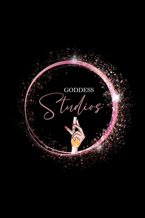 Goddess Studios Beauty Salon logo design logo Design pink Glitter look Attrctive Design. #logos #logo #Graphicdesigner #beauty #salon #art Salon Logo Design Ideas, Beauty Studio Logo, Beauty Salon Logo Design, Salon Logo Design, Makeup Artist Logo, Beauty Salon Logo, Salon Art, Logo Design Ideas, Design Logos