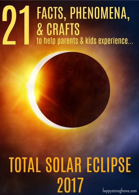 This handy guide filled facts, phenomena and crafts about the total solar eclipse 2017 will help parents and kids enjoy the experience of viewing this amazing event as the moon covers the sun! Perfect for homeschooling lessons! Solar Eclipse Activities For High School, Solar Eclipse Homeschool, Solar Eclipse Middle School, Solar Eclipse Books For Kids, Eclipse Facts, Solar Eclipse Fun Facts, Solar Eclipse 2017, Kids Activities At Home, 1st Grade Science