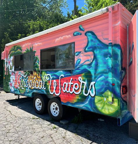 Funzies 😍 I want another food truck to painttttt 🎨 Wall Mailbox, City Mural, Tropical Style Interior, Kansas City Art, Food Truck Design, Custom Murals, Mural Wall, Kansas City Missouri, Furniture Painting