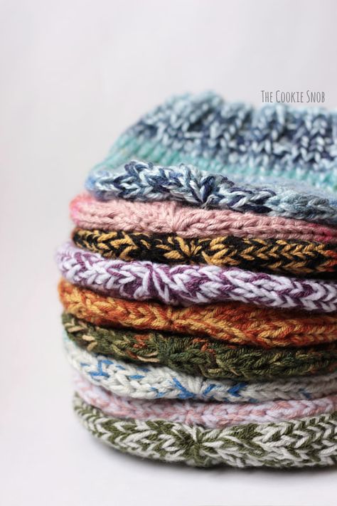 Stash Buster Beanie - The Cookie Snob Yarn Buster Crochet, Crochet Stash Buster Projects, Stash Buster Crochet, Novelty Yarn, Knitting Patterns Free Hats, Stash Buster, Crochet Knit Hat, Easy Knit, Big Move