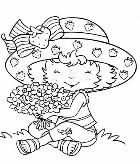 Strawberry Shortcake And A Bouquet Of Flower Coloring Page : Coloring Sky Strawberry Shortcake Coloring Pages, Hello Kitty Colouring Pages, Free Kids Coloring Pages, Colouring Sheets, Kitty Coloring, Drawing Conclusions, Coloring Art, Hello Kitty Coloring, Cartoon Coloring Pages