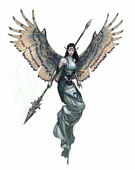 Agathion - Pathfinder PFRPG DND D&D d20 fantasy Elf Characters, Bird People, Dnd Races, Elf Art, Dark Angels, Angel Warrior, Ange Demon, The Apocalypse, Fantasy Monster