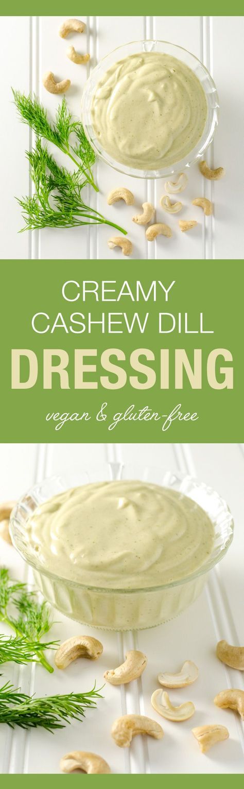 Creamy Cashew Dill Dressing - you only need about 5 minutes and a few simple… Vegan Dressings, Dill Dressing, Vegan Salad Dressing, Vegan Dressing, Vegan Dip, Sandwich Spread, Vegan Sauces, Vegan Gluten Free Recipes, Rice Milk