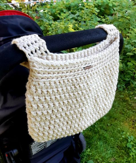 Stroller Bag Pattern, Crochet Diaper Bag, 1 Hour Crochet Projects, Crochet Crib, Wheelchair Bags, Walker Bag, Stroller Bag, Bag Pattern Free, Crochet Pouch