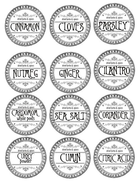 Herb Jar Labels, Blank Spice Jar Labels Printable Free, Diy Spice Labels Free Printable, Free Spice Labels, Herb Labels Printable Free, Printable Spice Labels Free, Vintage Spice Labels, Jar Label Design Free Printable, Spice Jar Labels Printable Free Editable