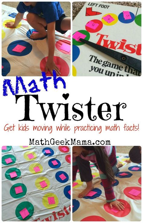 Use the classic game Twister to practice all sorts of math facts! A great way to get kids moving and learning at the same time! Easy Math Games, Math Camp, Family Math Night, Math Night, Math Geek, Math Game, Math Methods, Math Workshop, Simple Math