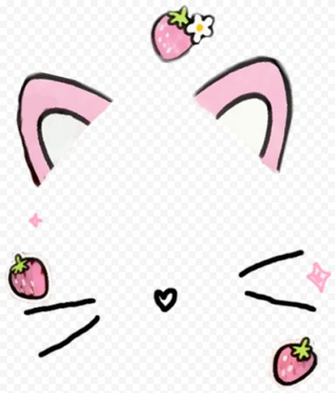 Cat Filter Png, Cat Ears Png, Roblox Textures, Cute Filters, Filter Cute, Cutecore Edit, Cat Filter, Snow Filter, Strawberry Png