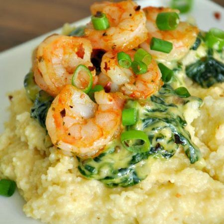 Grits a Ya Ya Gouda Grits, Shrimp And Spinach, Seasoned Shrimp, Spinach Sauce, Grits Recipe, Cheese Grits, Shrimp And Grits, Gouda Cheese, Shrimp Dishes