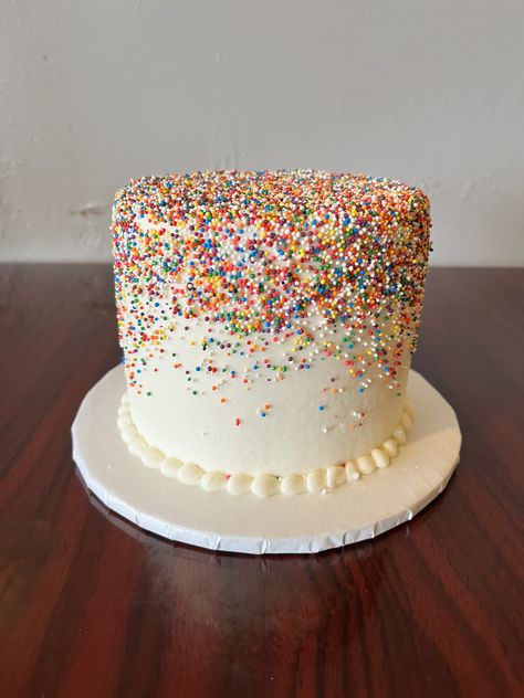 Plain Cake With Sprinkles, Smash Cake Sprinkles, White Cake With Sprinkles, Sprinkle Smash Cake, Rainbow Smash Cakes, 1st Bday Cake, Plain Cake, Smash Cake Boy, Confetti Birthday