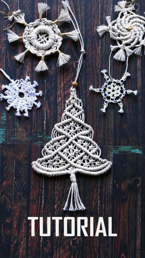 Christmas Tree Ornaments Macrame, Macrame Tree Pattern Free, How To Make Macrame Christmas Tree Ornaments, Macrame Tree Ornaments Diy, Macame Christmas Tree, Diy Macrame Christmas Tree Ornament, Christmas Tree With Macrame Ornaments, Macrame Tree Ornament Tutorial, Free Macrame Christmas Tree Patterns