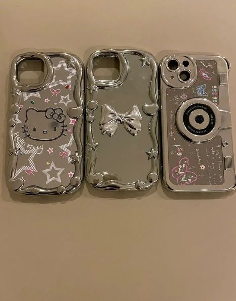 Cyber hellokitty Phone case Hello Kitty And Kuromi, Phone Case Y2k, Silver Phone Case, Y2k Phone Case, Hello Kitty Phone Case, Creative Iphone Case, Bling Phone Cases, Girly Phone Cases, Iphone Obsession