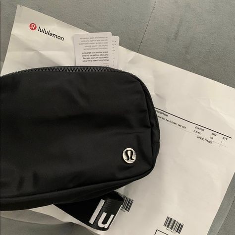 NEW LULULEMON EVERYWHERE BELT BAG BLACK WITH WHITE LOGO FANNY PACK Black Lululemon Belt Bag, Lulu Belt Bag Aesthetic, Lululemon Belt Bag Black, Lulu Fanny Pack, Lululemon Fannypack, Fanny Pack Aesthetic, Lululemon Fanny Pack, Lululemon Accessories, Lululemon Clothes