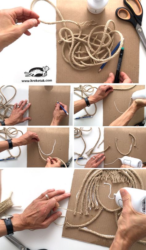 krokotak | Rope Art Twine Art, Middle School Art Projects, Yarn Painting, 6th Grade Art, Children Activities, Sofia Bulgaria, Cardboard Art, Art Lessons Elementary, School Art Projects