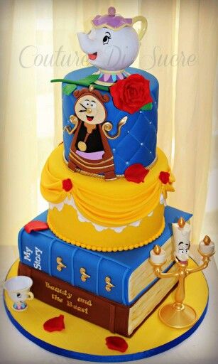 Beauty & The Beast Cake! So cute! Beauty And The Beast Cakes, Beauty And The Beast Cake, Beauty And The Beast Birthday, Beauty And The Beast Party, Character Cakes, Crazy Cakes, Disney Cakes, Diet Vegetarian, Princess Cake