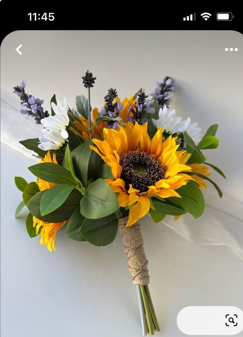 Sunflower Daisy Lavender Bouquet, Small Sunflower Wedding Bouquet, Minimalist Sunflower Bouquet, Bride Bouquets Sunflowers, Sun Flower Wedding Bouquet, Sunflower Prom Bouquet, Fake Sunflower Bouquet, Simple Sunflower Wedding Bouquet, Rustic Sunflower Bouquet