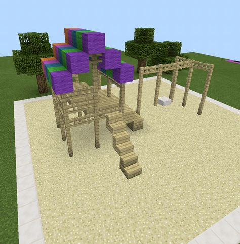 Minecraft Rainbow Playground Swing Set Wood Minecraft Houses Blueprints, Minecraft Bedroom, Cool Minecraft Houses, Minecraft Furniture, Minecraft City, Minecraft Plans, Minecraft House Designs, Minecraft Pe, Minecraft Blueprints