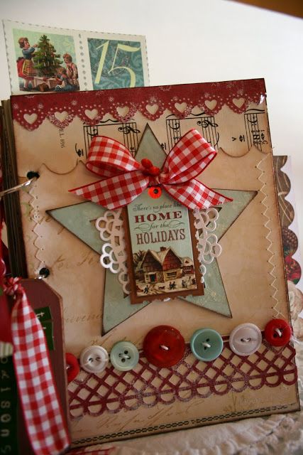 Cherry's Jubilee: A little project to share Christmas Mini Albums, Cherries Jubilee, Christmas Journal, Christmas Albums, Mini Scrapbook, Christmas Scrapbook, Mini Scrapbook Albums, Christmas Minis, Winter Cards