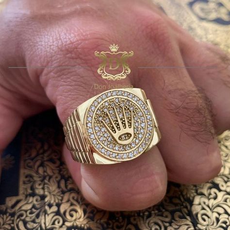 RING Rolex Ring, Mens Gold Diamond Rings, Mens Ring Designs, Mens Skull Rings, Fancy Watches, Mens Gemstone Rings, Expensive Jewelry Luxury, Mens Rings Fashion, Jewelry Set Design