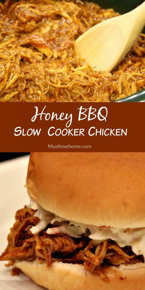 Slow Cooker Bbq Pulled Chicken, Bbq Pulled Chicken Recipes, Pulled Chicken Recipe, Pulled Chicken Recipes, Bbq Pulled Chicken, Food Monster, Slow Cooker Bbq Chicken, Honey Bbq Chicken, Slow Cooker Bbq