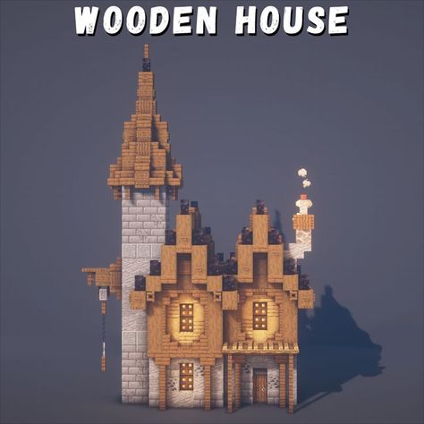 Minecraft Wooden House, Minecraft Small House, Minecraft Kingdom, Minecraft House Plans, Bangunan Minecraft, Minecraft Farm, Minecraft Cottage, Easy Minecraft Houses, Minecraft Castle