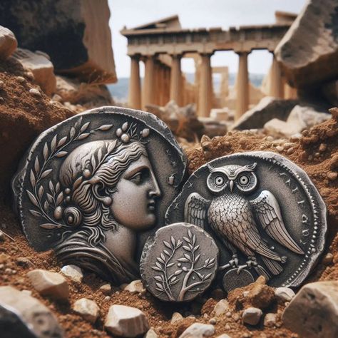 The Greek Tetradrachm: A Symbol of Ancient Wealth and Power The Greek tetradrachm is one of the most iconic coins in ancient history, representing not only the wealth and power of the city-states that minted them but also the artistic and cultural achievements of the classical world. In this blog post, we will delve into the fascinating history, design, and legacy of the tetradrachm, exploring its significance in the ancient economy and its enduring influence on modern numismatics. Home: si... Greek Symbol, Ancient Greek Coin, Greek Coins, A Symbol, Ancient Coins, Ancient Cultures, Ancient Greece, History Design, Ancient History