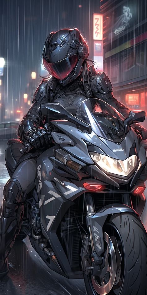 Character art created with Midjourney Ai #Artwork #Character #Fantasy #Anime #cartoon Anime Rider Bike, Anime Biker Woman, Anime Motorcycle Wallpaper, Biker Girl Art, Anime Motorcycle Aesthetic, Racer Character Design, Biker Character Design, Bikers Wallpaper, Bike Anime