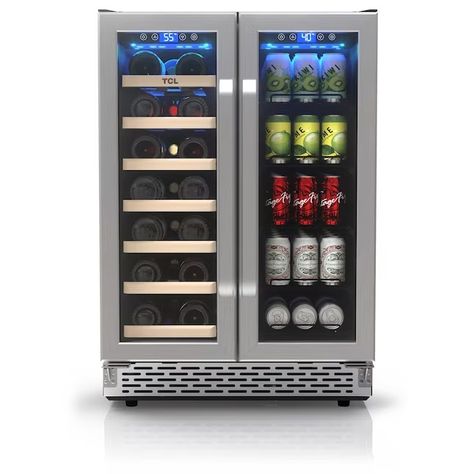 TCL 23.4-in W Stainless Steel Dual Zone Cooling Built-In /freestanding Indoor Wine Cooler in the Wine Coolers department at Lowes.com Southwestern Dinnerware, Amazing Rooms, Beverage Coolers, Wine Cellar Design, Beverage Refrigerator, Tub Ideas, Cellar Design, Wine Coolers, Beverage Center