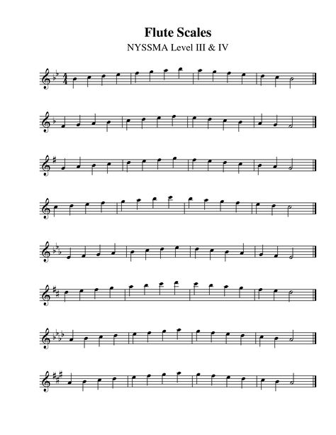 Daniel commonly recommends the trio of a flute (French) Horn and Trombone, as an excellent combo for certain pieces of music. Here is found some flute scales. Flute Scales Sheet Music, Flute Scales, Flute Beginner, Flute Notes, Flute Fingering Chart, Flute Lessons, Reading Sheet Music, Singing Quotes, Vocal Exercises