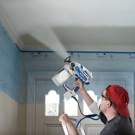 Painting Popcorn Ceiling, Diy Sprayer, Abgedrehter Humor, Hvlp Paint Sprayer, Best Paint Sprayer, Removing Popcorn Ceiling, Using A Paint Sprayer, Ceiling Texture, Popcorn Ceiling