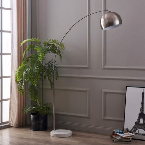 Teamson Home Standard Arc Curved Floor Lamp, Modern Lighting, Silver Nickel : Amazon.co.uk: Lighting Silver Standing Lamp, Light Flooring Living Room, Curved Floor Lamp, Cheap Floor Lamps, Floor Lamp Modern, Arc Floor Lamp, Corner Lamp, Arched Floor Lamp, Arc Lamp