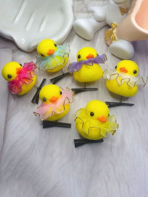 Gold Skirt Little Yellow Duck  Collar  Stainless Steel   Embellished   Women Accessories High Bun Wedding Hairstyles, High Bun Wedding, Hairstyle Ideas Easy, Kindergarten Projects, Travel Hair, Baby Shower Crafts, Travel Hairstyles, Cartoon Hair, Gold Skirt