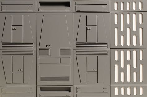 Space Walls Star Wars 1/12th diorama by GTP Toys Star Wars Corridor, Star Wars Wall Panel, Star Wars Diorama Diy, Star Wars Basement, Star Wars Theme Room, Star Wars Diorama, Star Wars Wall, Star Wars Bedroom, Michael Crawford