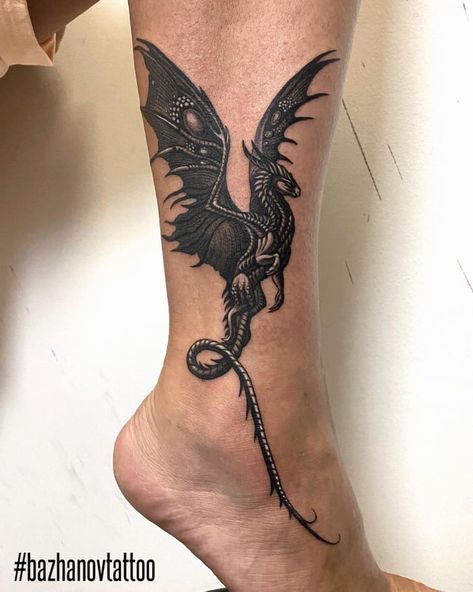 Dragon Coverup Tattoo, Black Out Dragon Tattoo, Black Dragon Tattoo Design, Dragon Shin Tattoo, Dragon Leg Tattoo For Women, Tattoo Ideas Female Dragon, Dragon Calf Tattoo, Dragon Cover Up Tattoo, Winged Dragon Tattoo