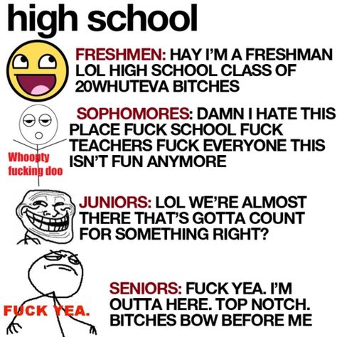 Freshman Memes, High School Memes, High School Quotes, Funny Quotes Tumblr, Highschool Freshman, School Sucks, School Quotes Funny, Funny Quotes Sarcasm, Funny Quotes For Teens