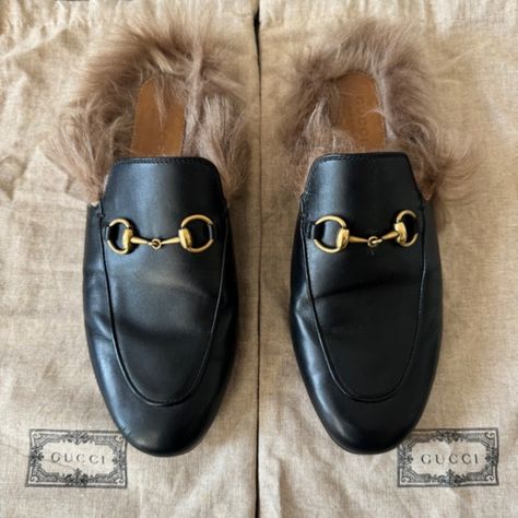 Gucci Black Leather Fur Princeton Slip-On Loafers Size 36.5 Black Gucci Sneakers, Gucci Leather Shoes, Gucci Flip Flops, Thanksgiving 2024, Gucci Loafers, Velvet Slippers, Gucci Sneakers, Gucci Fashion, Holt Renfrew