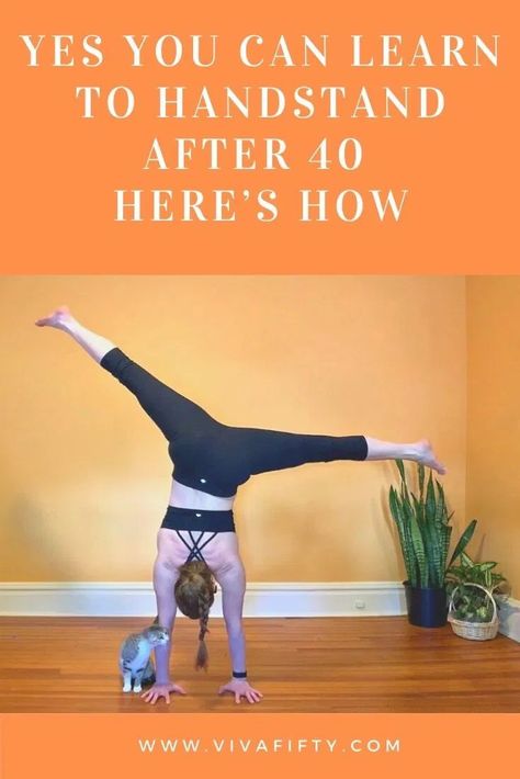 If you would like to learn handstands and you’re over 40 or even over 50, you can do it! I found just the right coach for you. Learn Handstand, Handstand Drills, Senior Yoga, Lost 20 Pounds, Fitness For Women, Over 50 Fitness, Fitness Tips For Women, Fit Over 40, Midlife Women