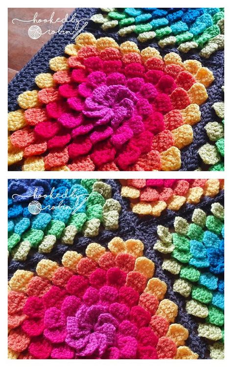 3D Petal Granny Square Crochet Pattern 3d Granny Square Pattern, 3d Granny Squares, Crochet Flower Granny Square Pattern, Interesting Crochet, Crochet Flower Blanket, Square Crochet Pattern, Flower Granny Square, Crochet Afghan Patterns Free, Crochet Blanket Designs