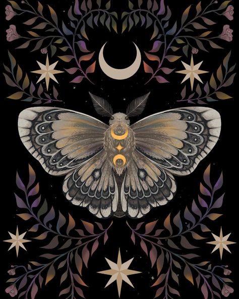 Witchy Aesthetics, Witchy Art, Moth Art, Witchy Wallpaper, Illustration Botanique, Luna Moth, Witchy Things, Arte Inspo, Wow Art