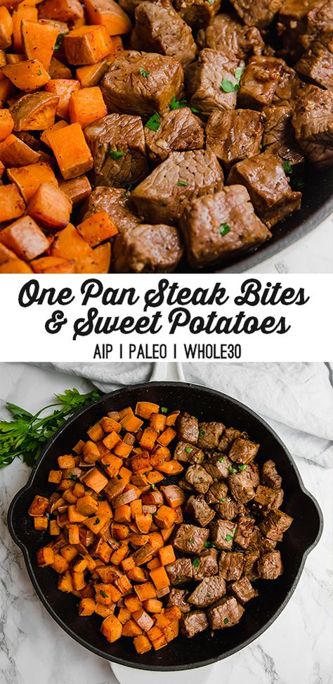 Unbound Wellness, Pan Steak, Steak Bites, Recipe 30, Paleo Whole 30, One Pan Meals, One Pan, Unhealthy Food, Cast Iron Skillet